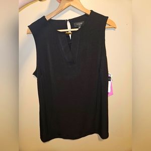 Tahari Bar Neck Tank Blouse  2AA BLACK NWT Medium 2BM824